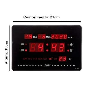 Relógio Digital Para Comercio Parede Mesa Data Temperatura