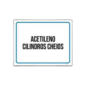 Placa Sinalização Acetileno Cilindros Cheios 18x23cm 5un