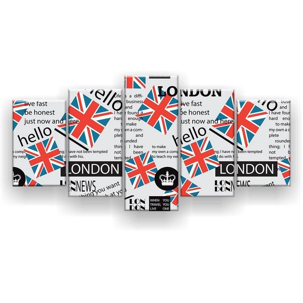 Quadro Decorativo Mosaico 5 Peças London Coroa