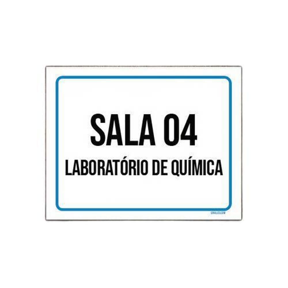 Placa Sinalização Sala 4 Laboratório De Química 18x23cm 10un