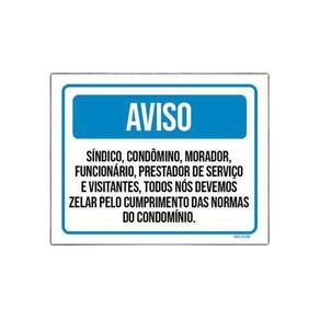 Kit 10 Placas Aviso Zela Cumprimento Normas Condomínio
