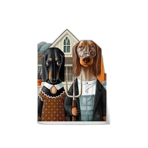 Quadro Senhor E Senhora Dachshund 45X34Cm Moldura Branca