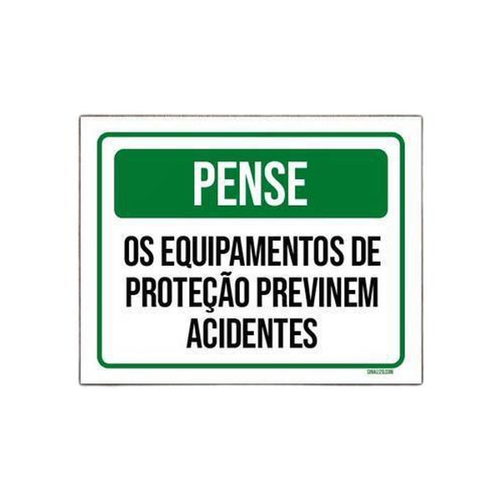 Kit 5 Placas Pense Equipamentos Proteção Previnem Acidentes