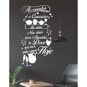 Decoração De Parede Frase Cozinha É O Coração Amanhã E Hoje