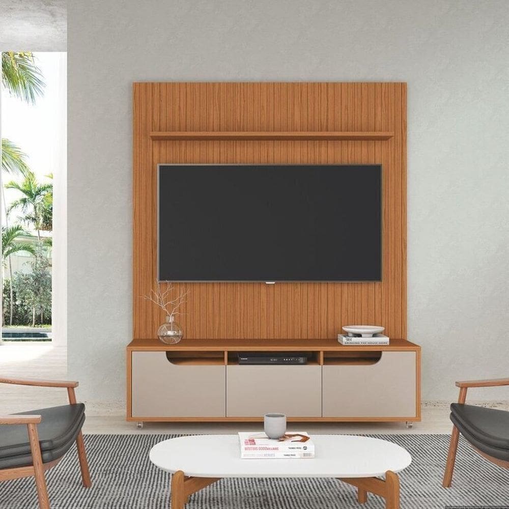 Conjunto Rack Jersey 160cm com Painel Siena 160 Cm Cedro / Off White
