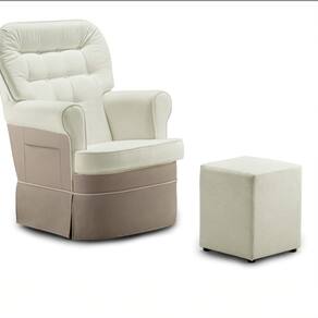 Poltrona para Quarto de Bebê Ipanema com Puff Tec. 503/637 Bege