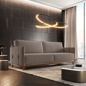 Sofá 3 Lugares Linho 236 Cm Dubai Cinza