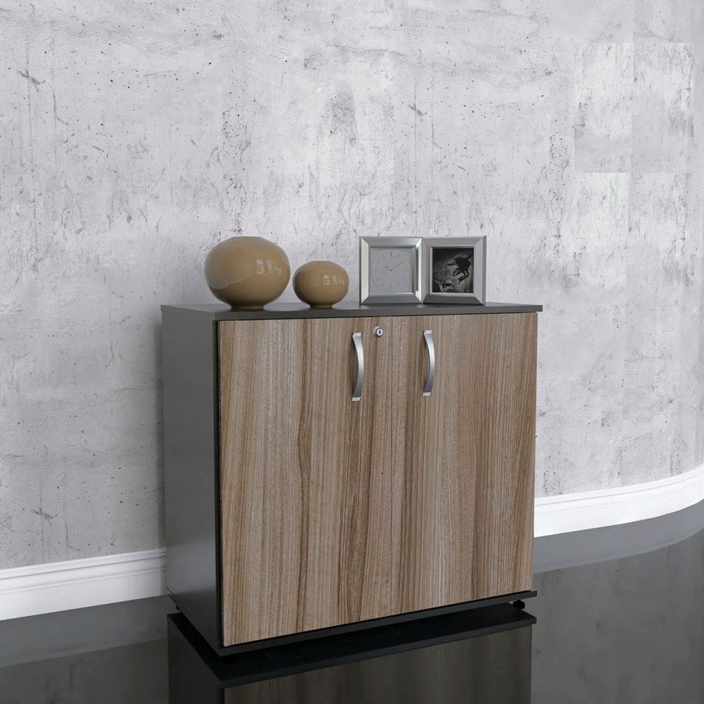 Armario Baixo 02 Portas Pivotante Ab700mx-32 Preto/Walnut