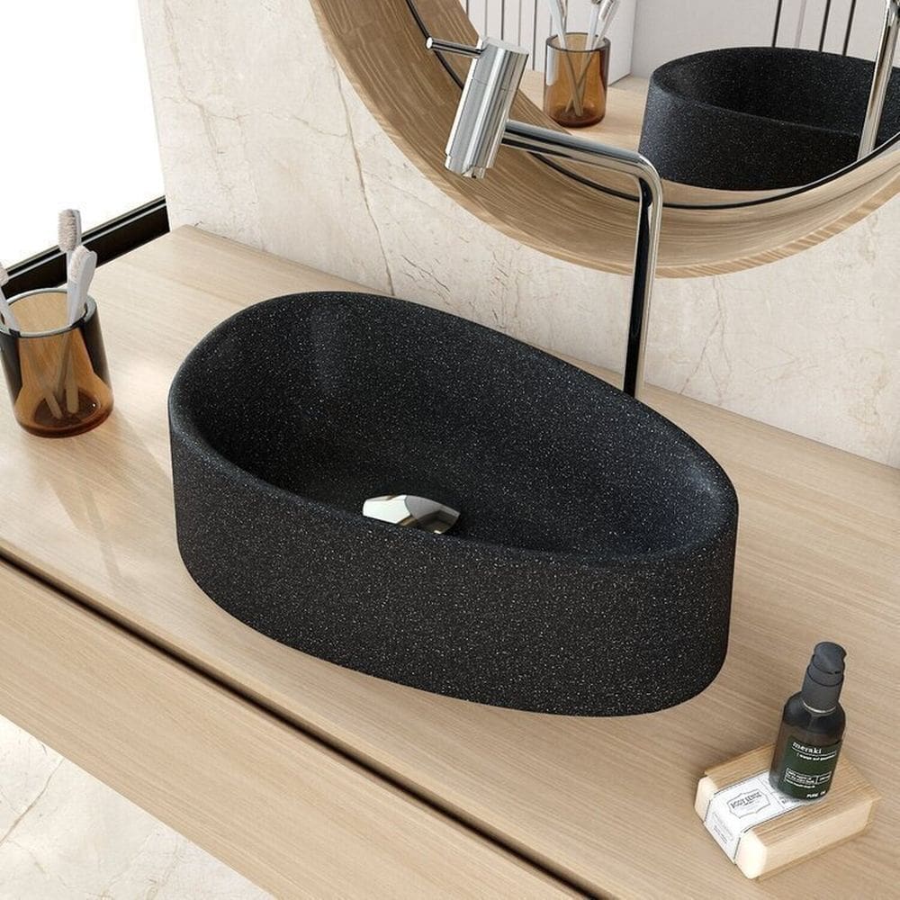 Kit 3 Cuba de Apoio Gota Bg43 43,5x26,5cm Lapimat Preto Granit Matte