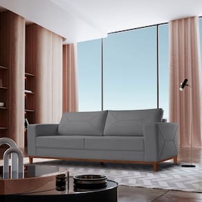 Sofá 3 Lugares Veludo 240 Cm Paris Cinza