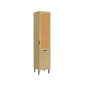 Paneleiro com Porta em Vidro Reflecta Ibiza 220cm X 49,2cm X 40cm Louro Freijó / Reflecta