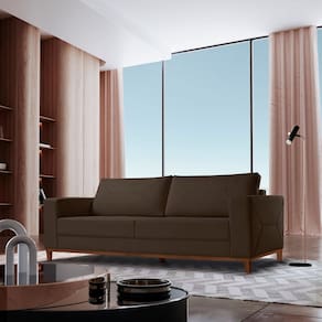 Sofá Roma 3 Lugares Veludo 2,40cm X 90cm X 85cm Marrom