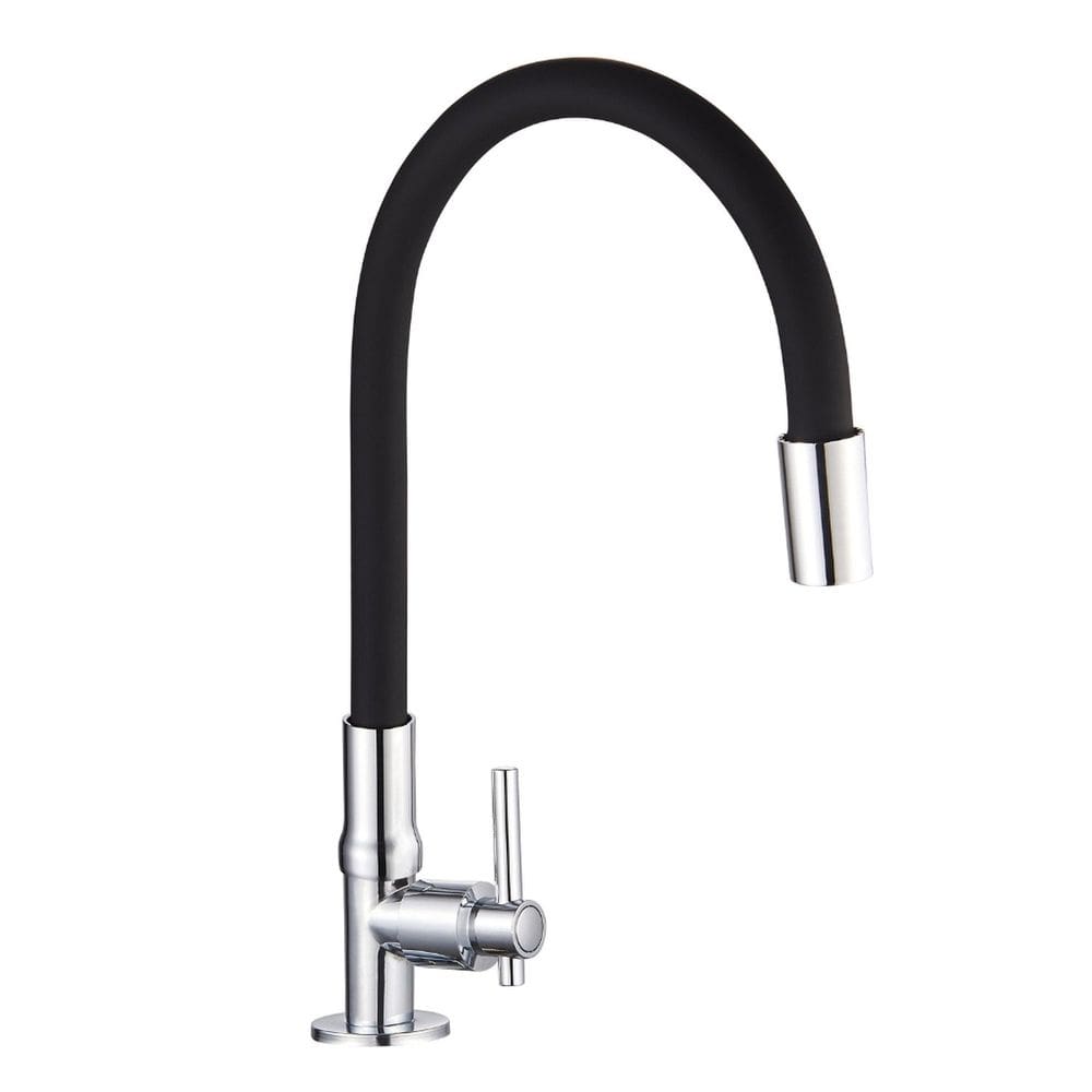 Torneira Metal Cozinha Bancada Flexível Alavanca Linha Metal Preto