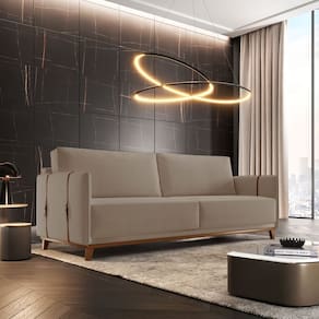 Sofá 3 Lugares Bouclê 156cm Dubai Bege