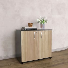 Armario Baixo 02 Portas Pivotante Ab700mx-32 Preto/ Naturalle