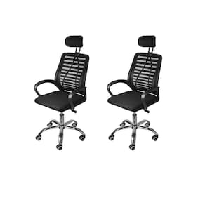 Kit 2 Cadeiras para Escritorio Presidente Tela Mesh Viena 3324 Preto
