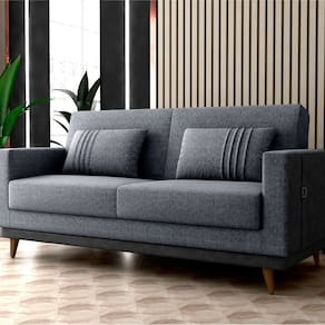 Sofá Cama 3 Lugares Esther 203cm X 95cm X 90cm Cinza/Montana Preto