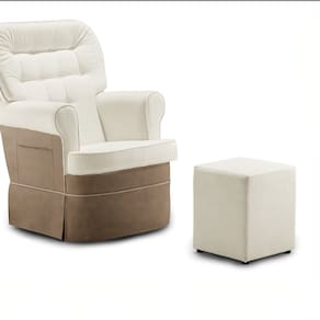 Poltrona para Quarto de Bebê Ipanema com Puff Tec. 502/614 Bege