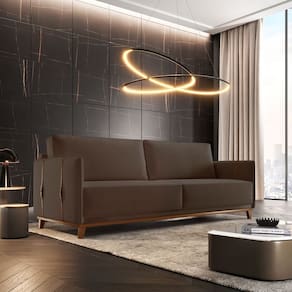 Sofá 3 Lugares Veludo 176 Cm Dubai Marrom