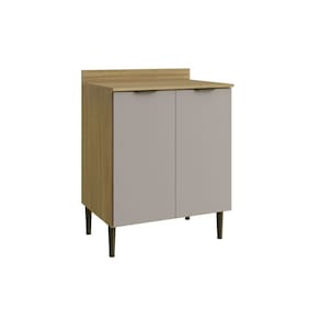 Balcão de Cozinha 2 Portas com Tampo Ibiza 93,5cm X 70cm X 49,2cm Louro Freijó / Cinza