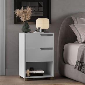 Mesa Cabeceira em Mdf com 2 Gavetas e 1 Nicho da Vinci Branco