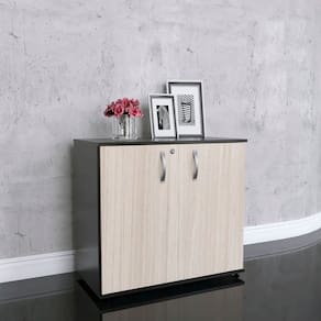 Armario Baixo 02 Portas Pivotante Ab700mx-32 Preto/Nogueira CasaBlanca