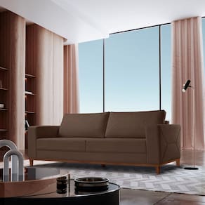 Sofá Roma 3 Lugares Bouclê 2,40cm X 90cm X 85cm Marrom