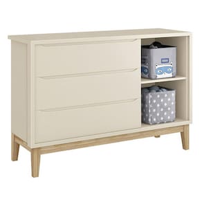 Cômoda Infantil Classic 1 Porta e 3 Gavetas com Pés Madeira Natural - Reller Móveis