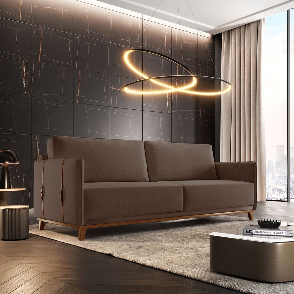 Sofá 3 Lugares Bouclê 156 Cm Dubai Marrom