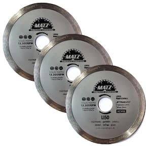 Kit 3 Disco De Corte Diamantado Liso 8Mm 110Mm X 20Mm Matz