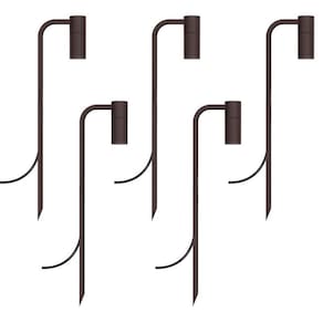 Kit 5 Luminárias Espeto De Jardim Foco Balizador Marrom 50Cm