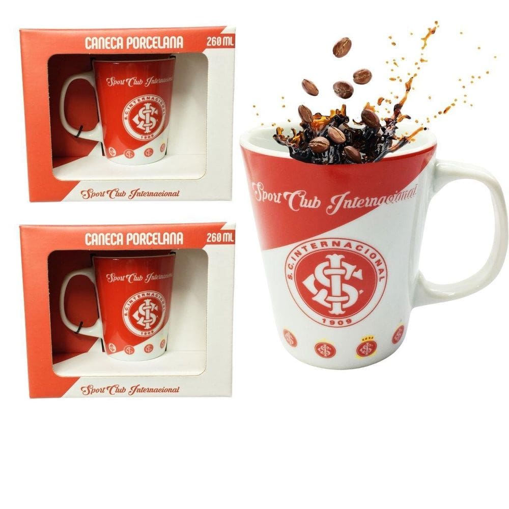 Kit 2Un Caneca Xícara Porcelana Reforçada 260Ml Café Escudo