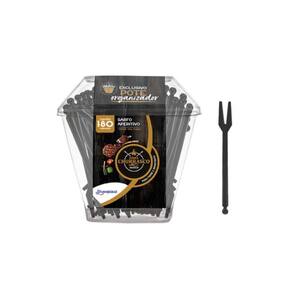 Garfo Aperitivo Preto Premium Strawplast Pote 180 Unidades