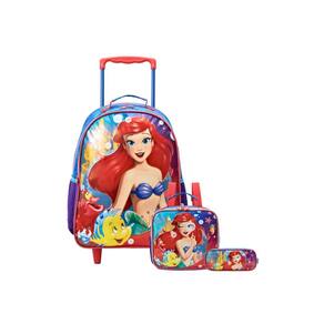 Kit Escolar Mochila De Rodinha+Lancheira+Estojo Ariel Sereia