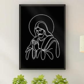 Quadro Jesus Moderno - One Line 33X24Cm