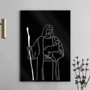 Quadro Jesus One Line - Preto E Branco 45X34Cm
