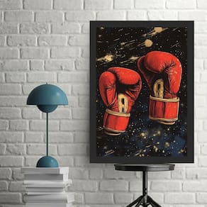 Quadro Decorativo Boxe - Luvas Vermelhas 45X34Cm - Com Vidro