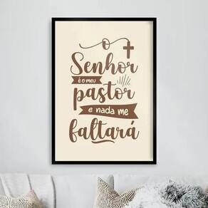 Quadro O Senhor É Meu Pastor - Marrom 45X34Cm - Com Vidro