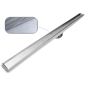 Ralo Linear Banheiro Invisível 5x80 Oculto Coletor Branco Saídas 40mm com Tela (5cm x 80cm)