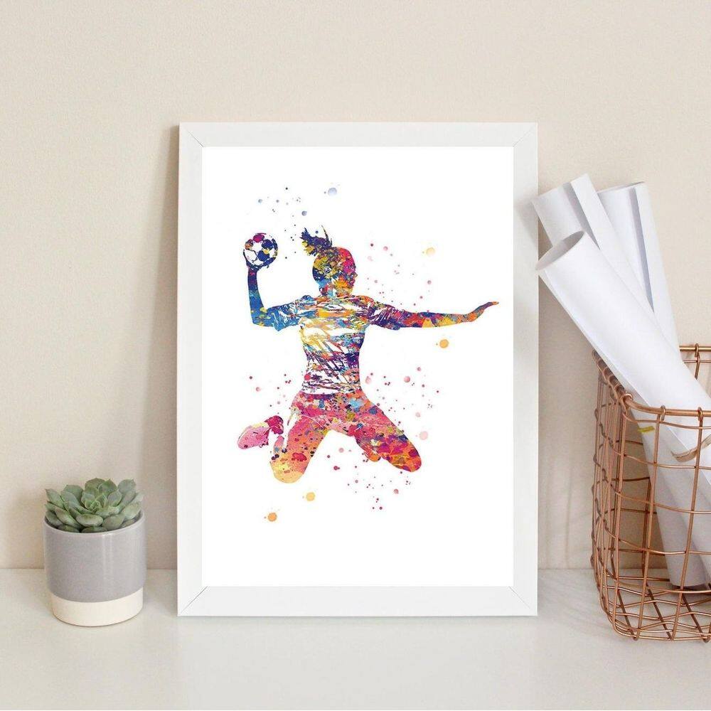Quadro Decorativo Handball - Arte 45X34Cm - Com Vidro