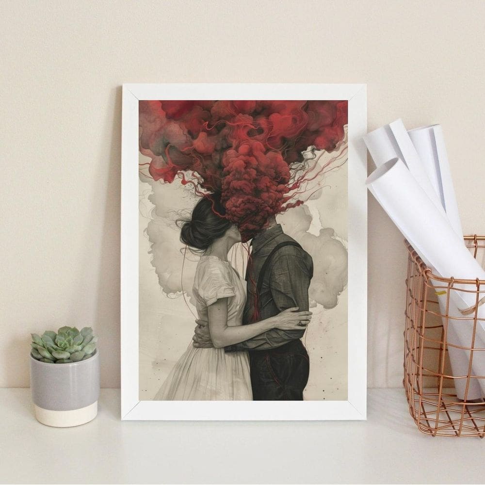 Quadro Decorativo Surrealista - Casal 33X24Cm