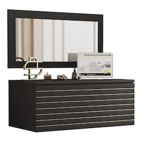 Penteadeira Para Maquiagem Yara com Bancada Suspensa 01 Gaveta e Espelho - Desk Design
