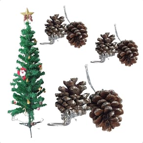 Enfeite Natalino Para Árvore De Natal Pinha Com Gliter 6 Pc