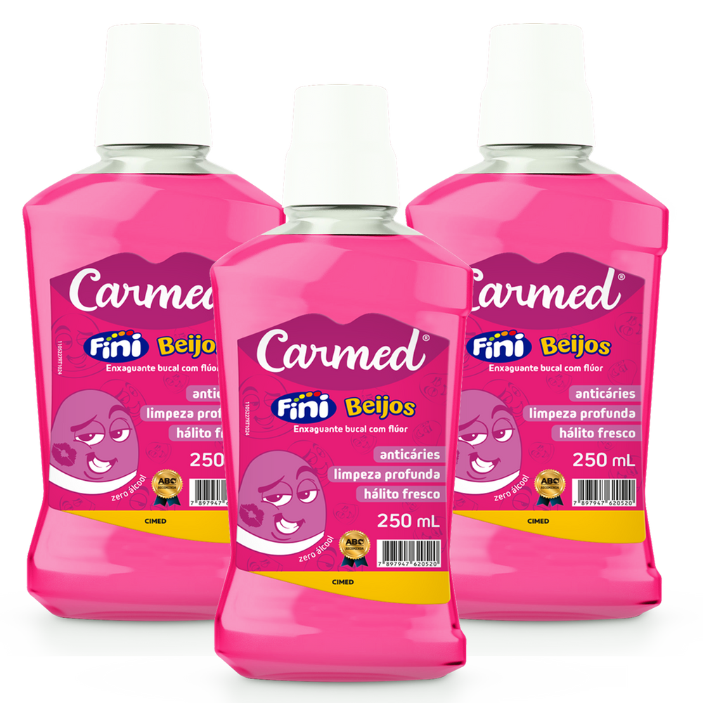 Kit 3 und Enxaguante Bucal Carmed Beijos 250ml