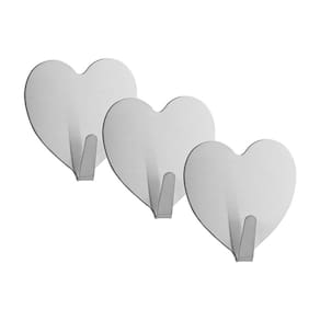 Conjunto de 3 Ganchos Autoadesivos em Aço Inox Heart 4cm 4696 - Lyor