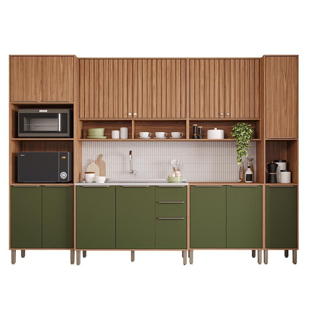 Cozinha Modulada Divina 6 Peças com Torre Quente 2 Fornos - MGM - Verde
