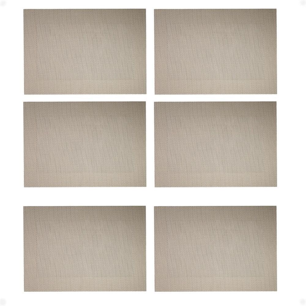Kit 6 Lugar Americano Prático Resistente Em Frame 45X30 Nude