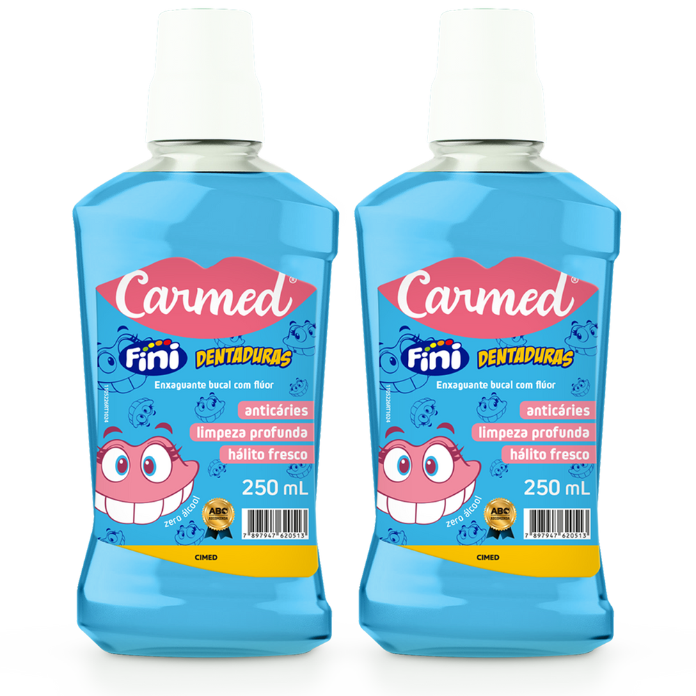 Kit 2 und Enxaguante Bucal Carmed Dentadura 250ml