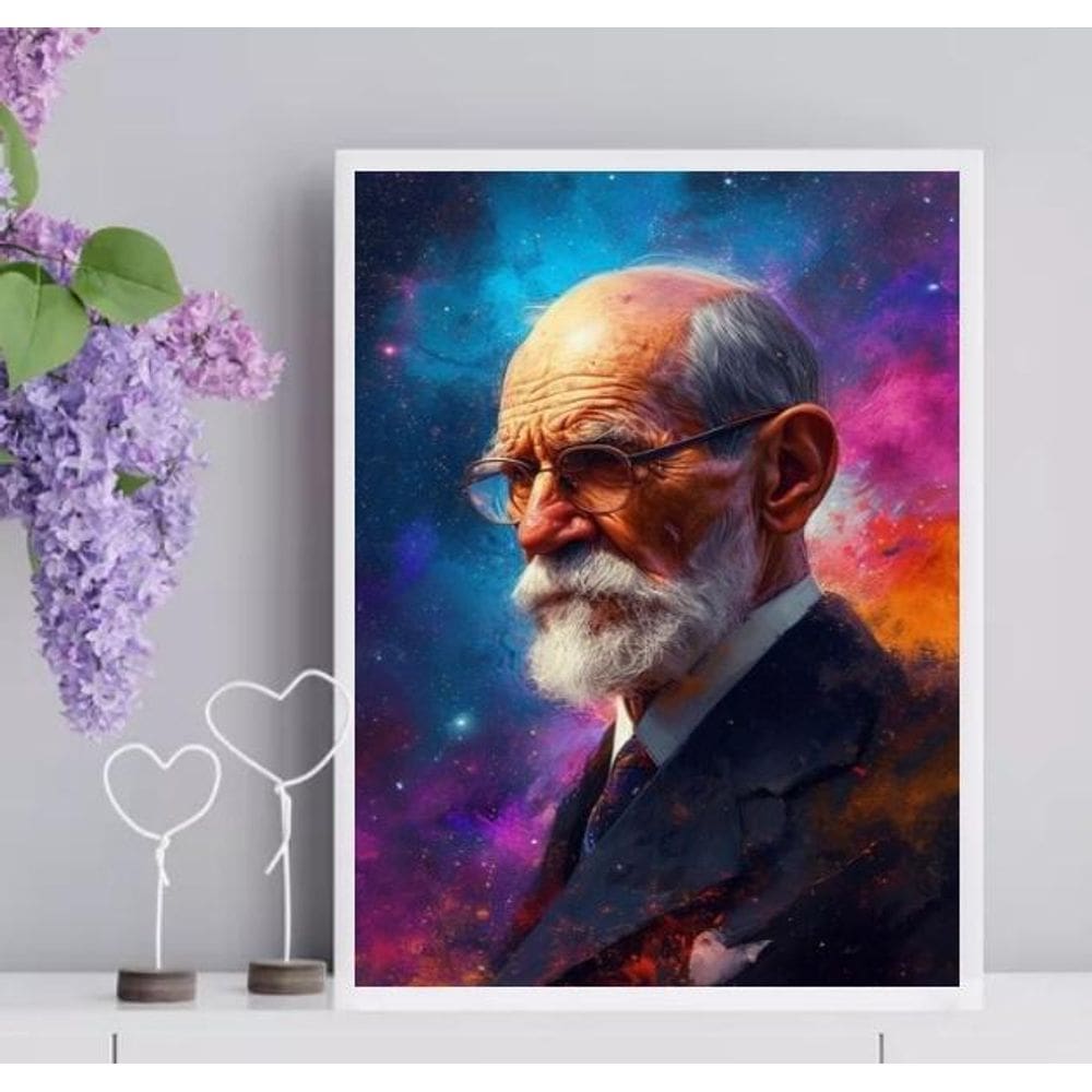 Quadro Psicologia Arte Freud - Galáxia 33X24Cm - Com Vidro