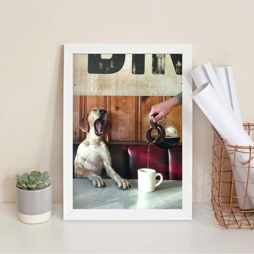 Quadro Café Cachorrinho Cafeteria 45X34Cm